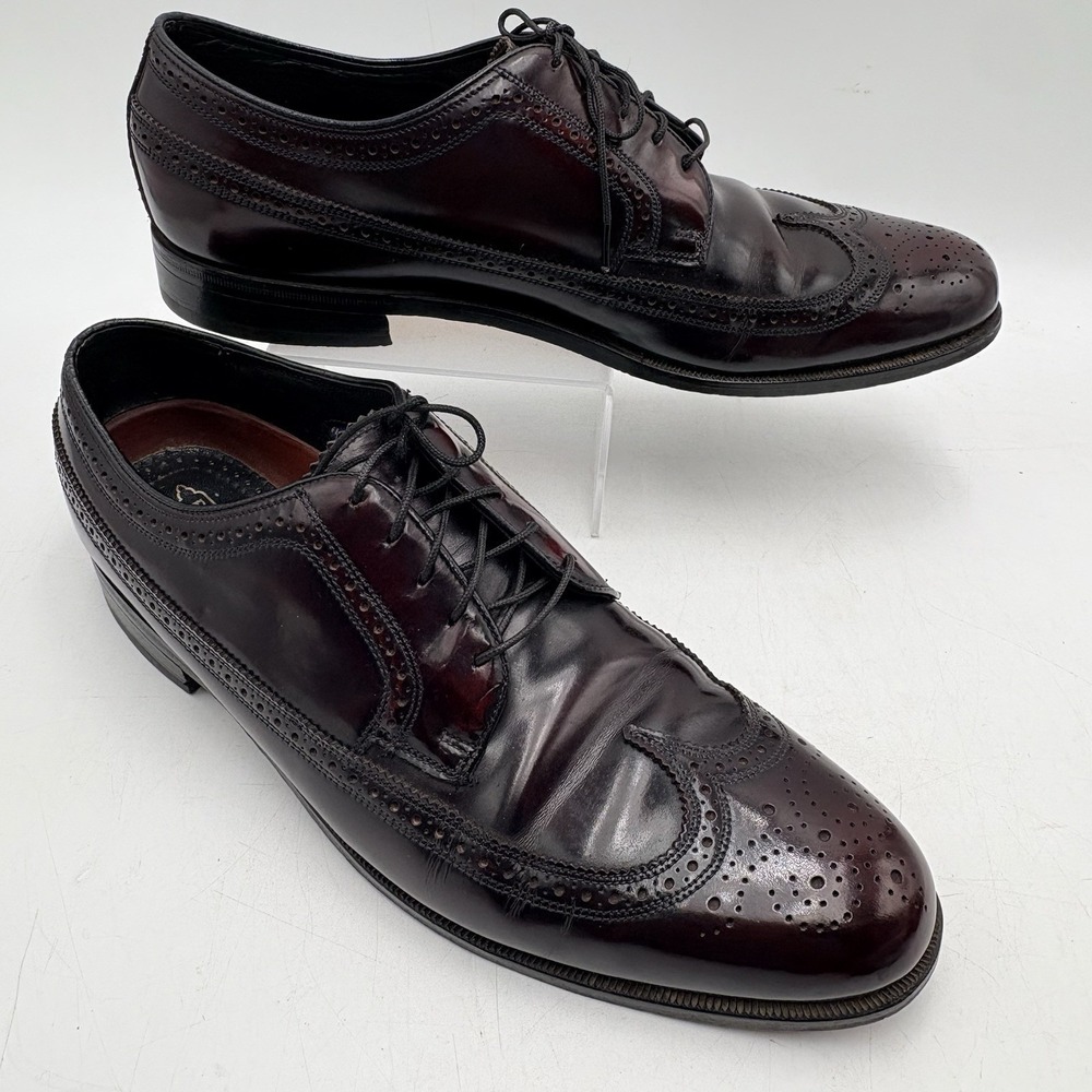 Florsheim Stratford Wingtip Oxfords Men's 10.5D Burgundy Brogue Dress Shoes